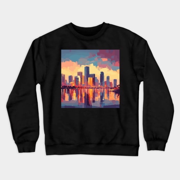 Miami Florida Impressionism Painting Crewneck Sweatshirt by TomFrontierArt